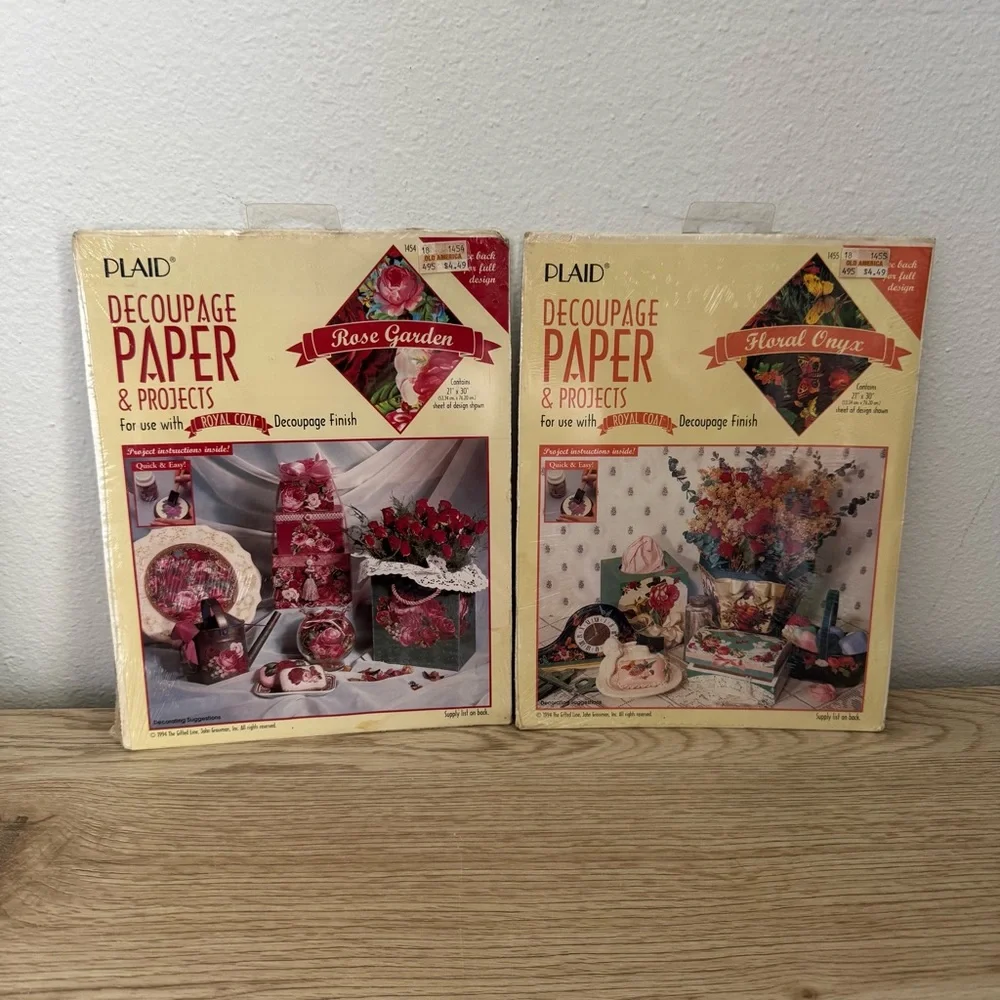 Plaid Decoupage Paper & Projects 1455 Floral Onyx & 1454 Rose Garden 21x30 Sheet